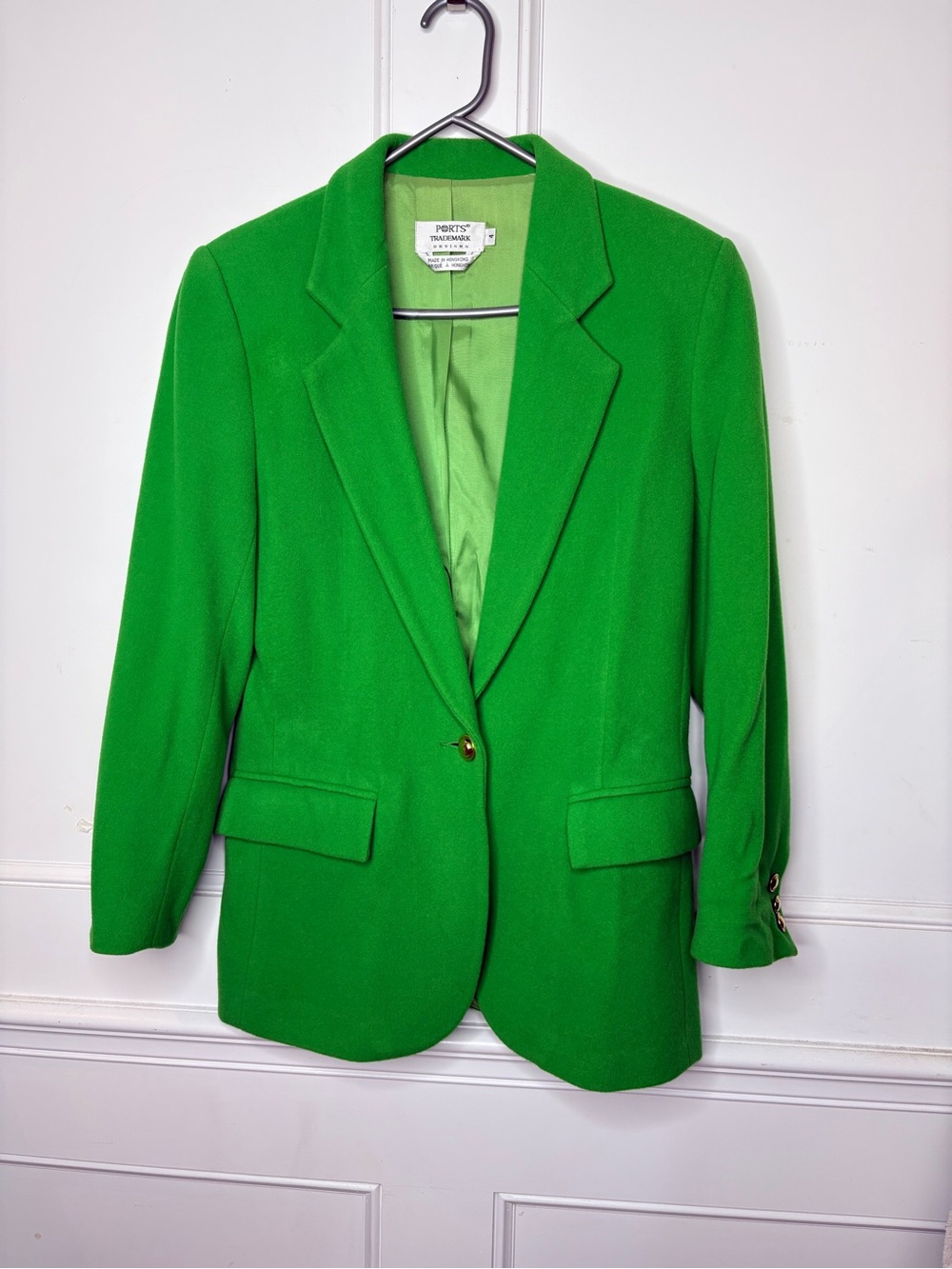 Vintage PORTS International Bright Green Single-Button Blazer